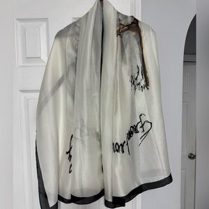 Stylish Sheer White and Black Scarf